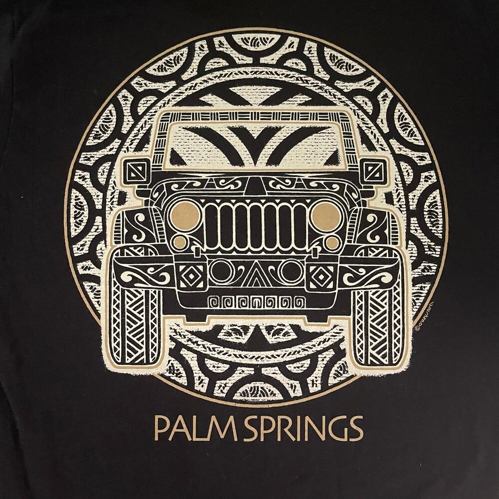 Crazy Shirts Palm Springs Tribal Jeep Graphic T-Shirt Off-road  Black Size Small